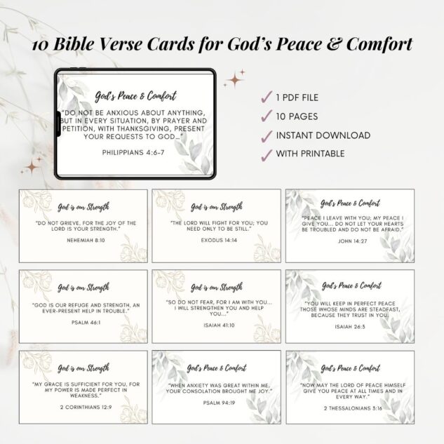 10 Bible Verse Cards for God’s Peace & Comfort